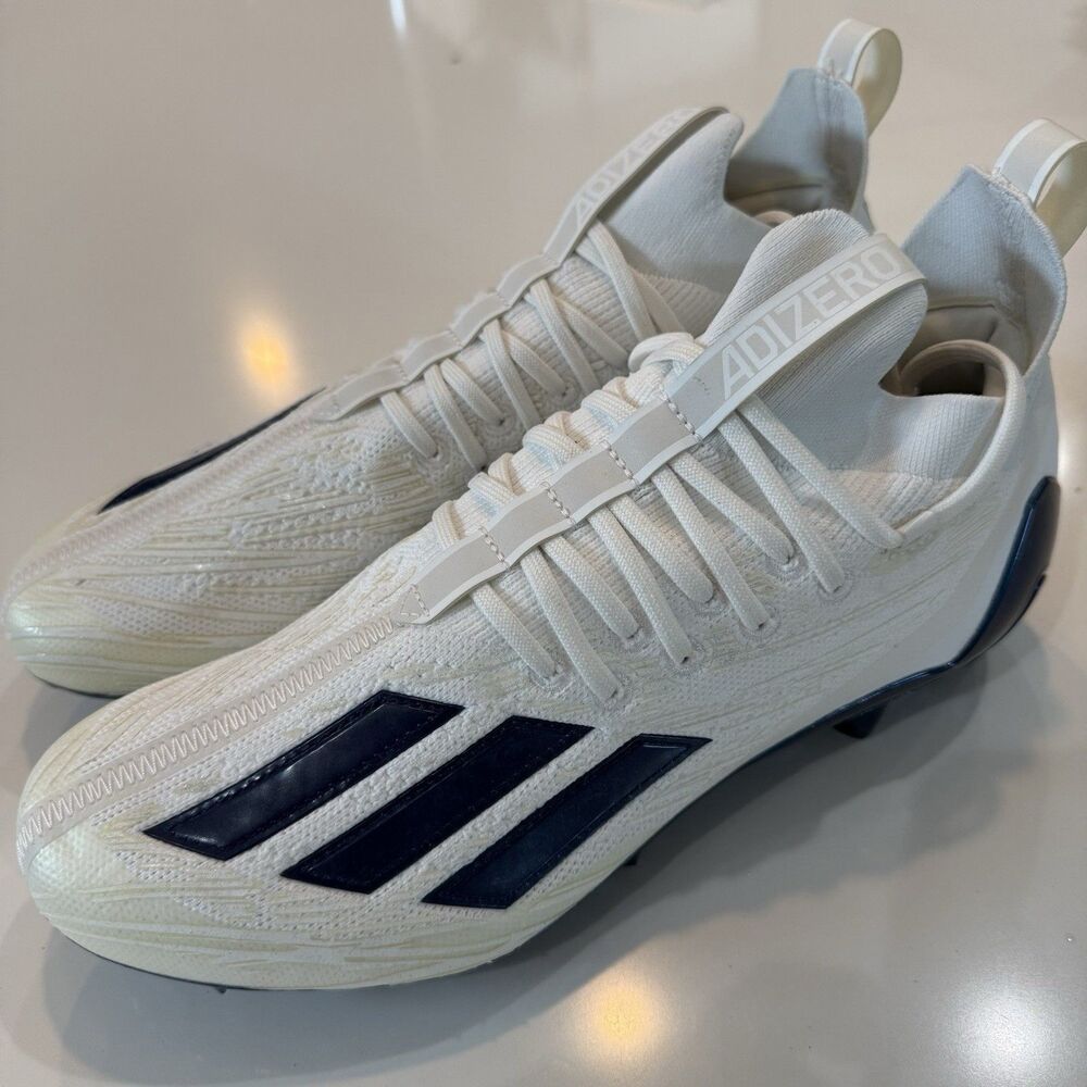Adidas Adizero Primeknit PK White Navy Blue Mens Football Cleats  SZ 10.5 GV9624
